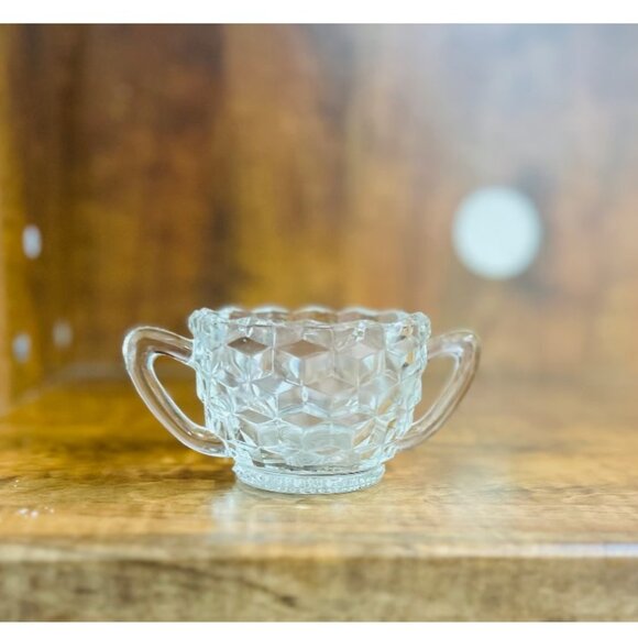 Vintage Jeannette Cubist American glass open sugar bowl - Picture 1 of 8